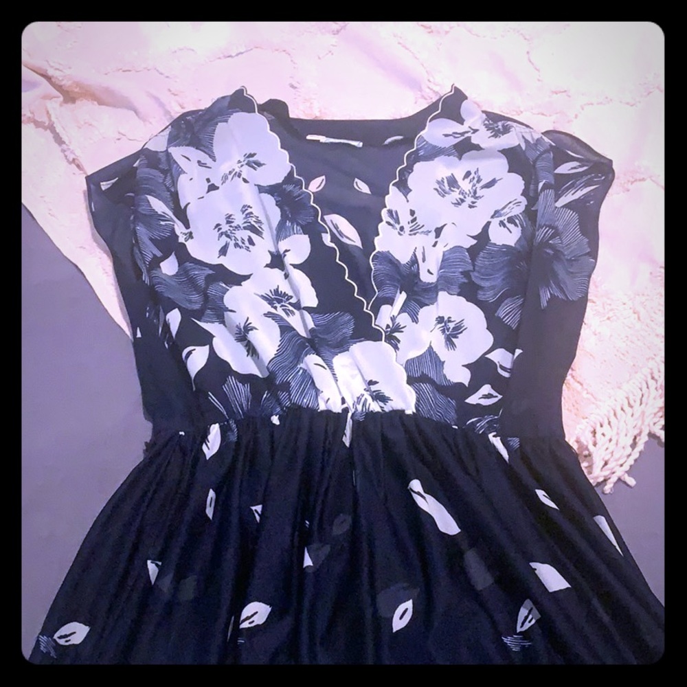 Vintage sheer navy & white summer dress